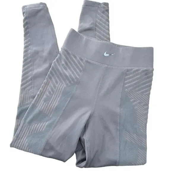 Nike Women's Pro Therma-FIT ADV High-Waisted Leggings Beige Gray XS - Picture 2 of 10